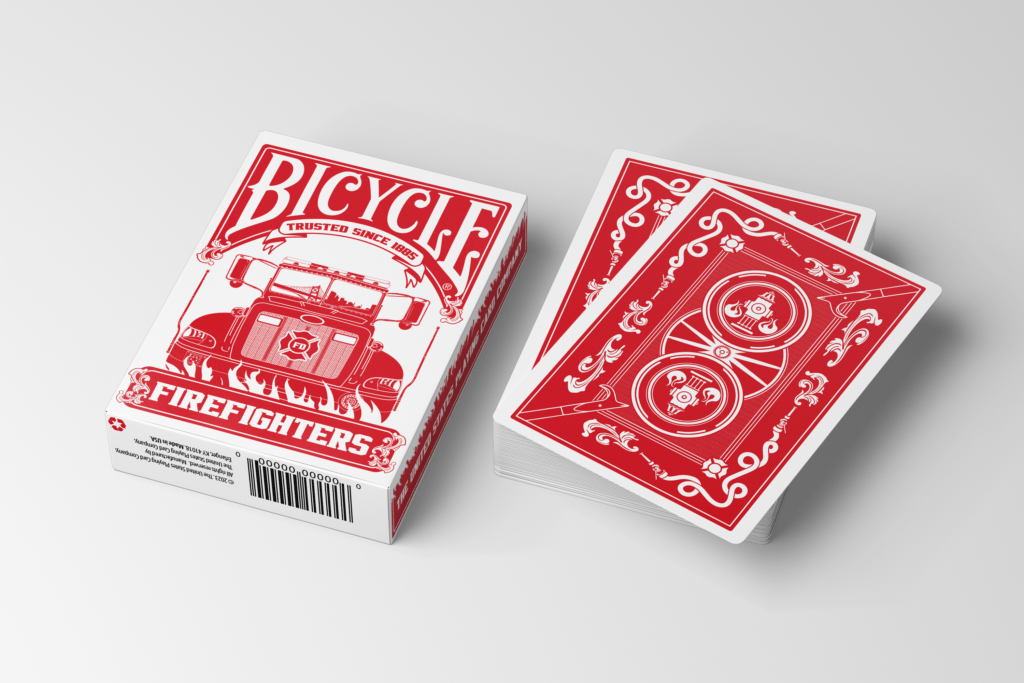 Bicycle Firefighters Playing Cards tuckbox and deck of cards